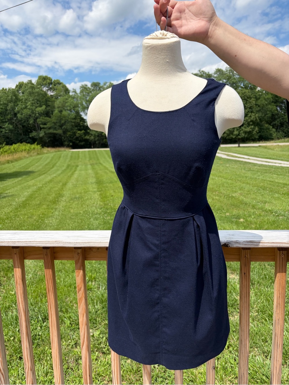 J.Crew Dress Sz 2 Allie In Festival Blue Wool Blend Sleeveless Sheath